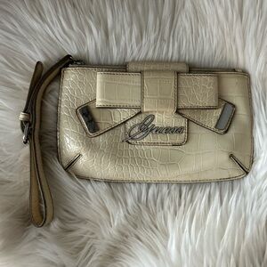 Guess Cream Bow Clutch Bag